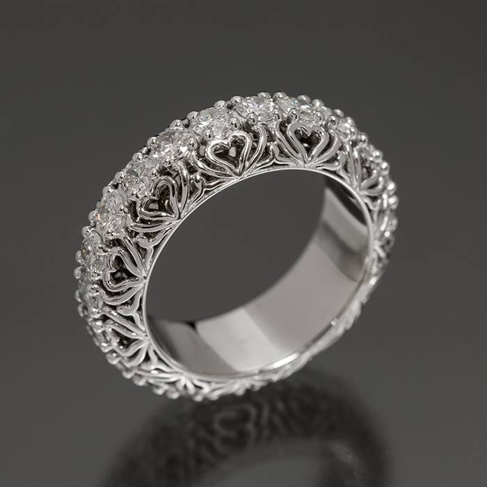 Diamond Ring with Heart Motif