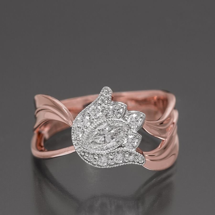 Diamond Flower Ring in Rose Gold