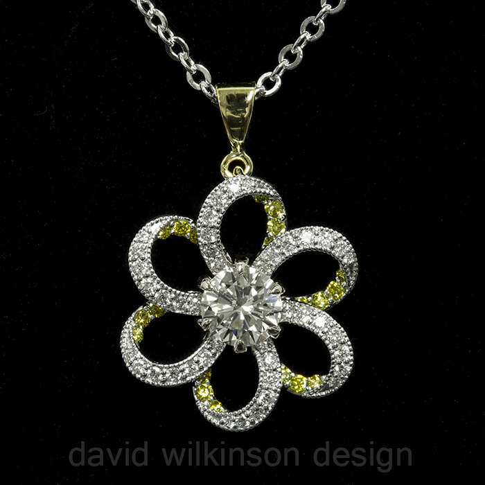 Diamond and Peridot Flower Pendant